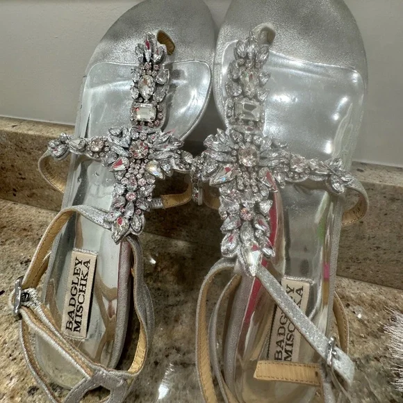 Badgley Mischka Crystal Embellished Sandals - Picture 6 of 9